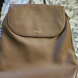 Brown Leather Backpack By lipault. Leather